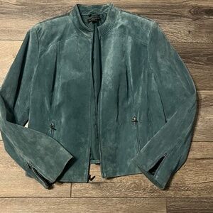 Beautiful Teal Leather Suede Moto Jacket